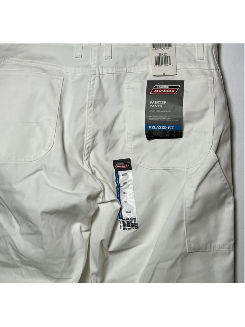 Genuine Dickies White Painter Pants NEW Relaxed Fit Utility Work Trousers 38x32